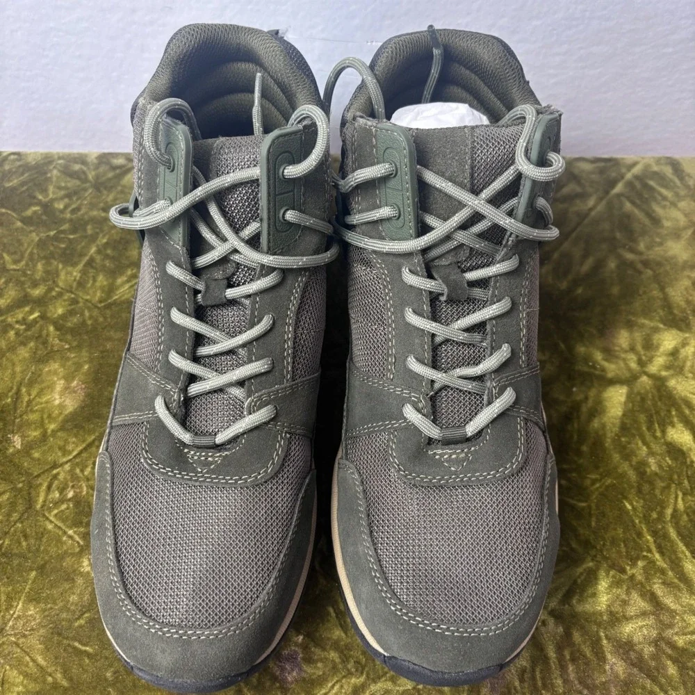 Lands End Mens Hiking Boots Olive Green Suede Mesh Water Repellent‎ Size 11 NWOB